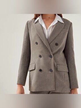 Aritzia Babaton Samuel Check Blazer Double Breasted Houndstooth Size 00